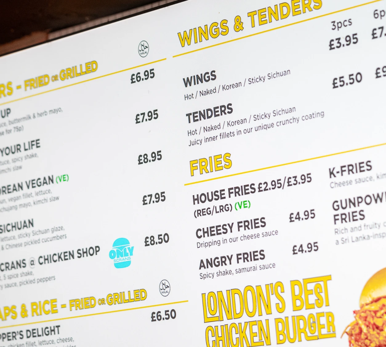 Real-time menu updates